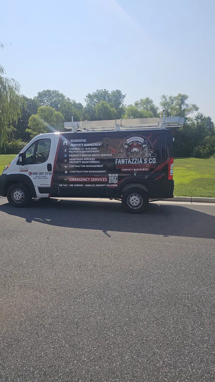 Side of the wrapped Fantazzia's Co. van listing services